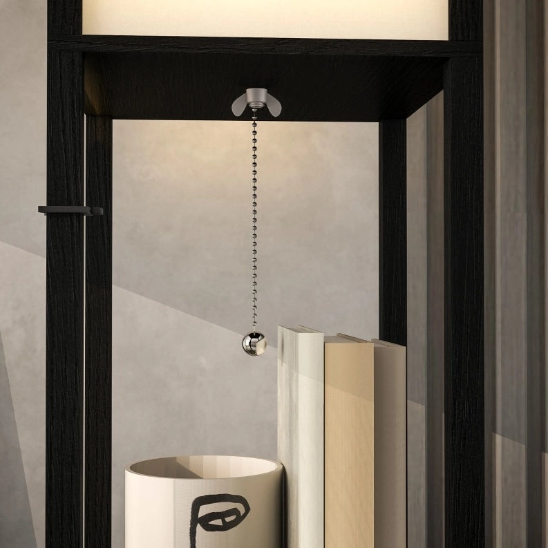 Lampada da terra nera con ripiani, USB e portalampada E27