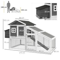 Gabbia per Galline o Anatre, Pollaio Prefabbricato in Legno con Tetto Impermeabile, 178x95x100 cm, Grigio