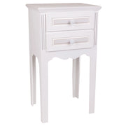 Comodino in legno con 2 cassetti bianchi 38x28x69.