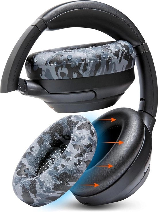 Orecchini da Orecchio per Sony WH1000XM3 - Copricapo in Silicone - Resistente al Sudore - Facile da Pulire - Nero Camo