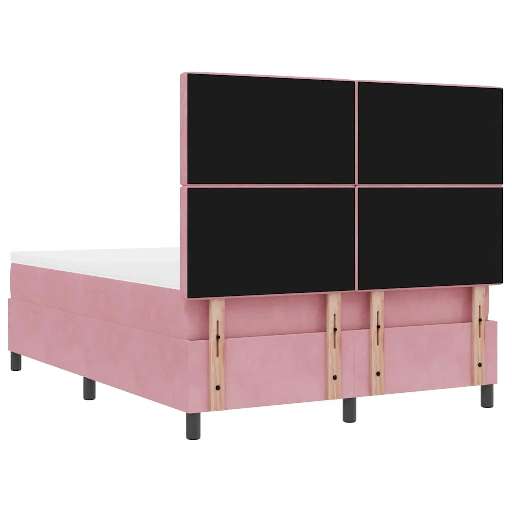 Letto a molle con testiera Rosa 190 x 140 cm Velluto 3344449
