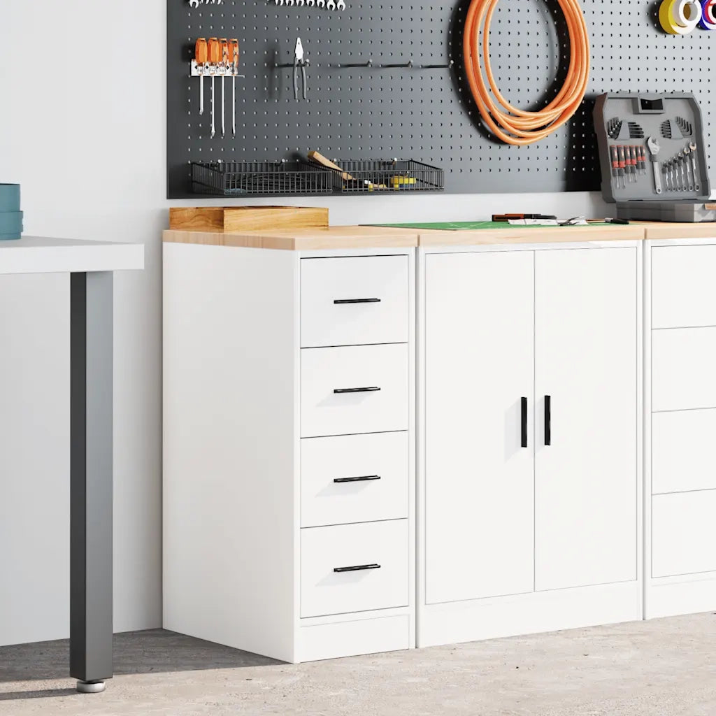 Armadietto da Garage Bianco 30x51x85 cm Legno Massello di Pino CFW6796223