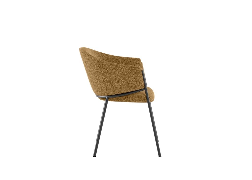 Set 2 Sedie Medea 53x60x78 cm in Tessuto Easy-Clean Bouclé Ocra
