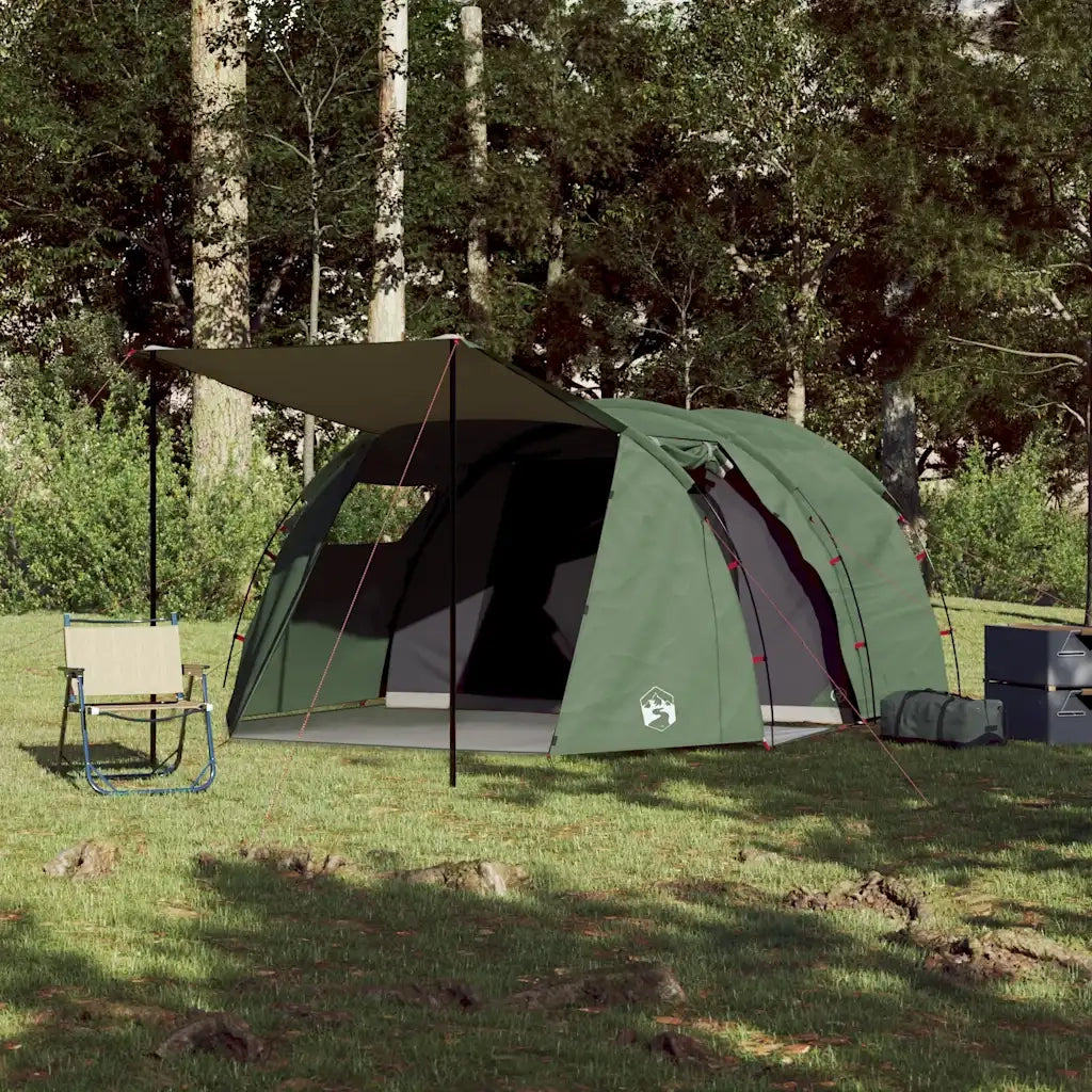 Tenda da Campeggio a Tunnel per 4 Persone Verde Impermeabile 94397