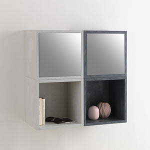 Pensile da Soggiorno 1 Anta 34x27x34 cm Specchio TFT Marte Pietra Blu