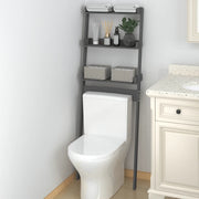 Rastrelliera da Bagno Grigia 63,5x32x179 cm Legno Massello Pino 824655