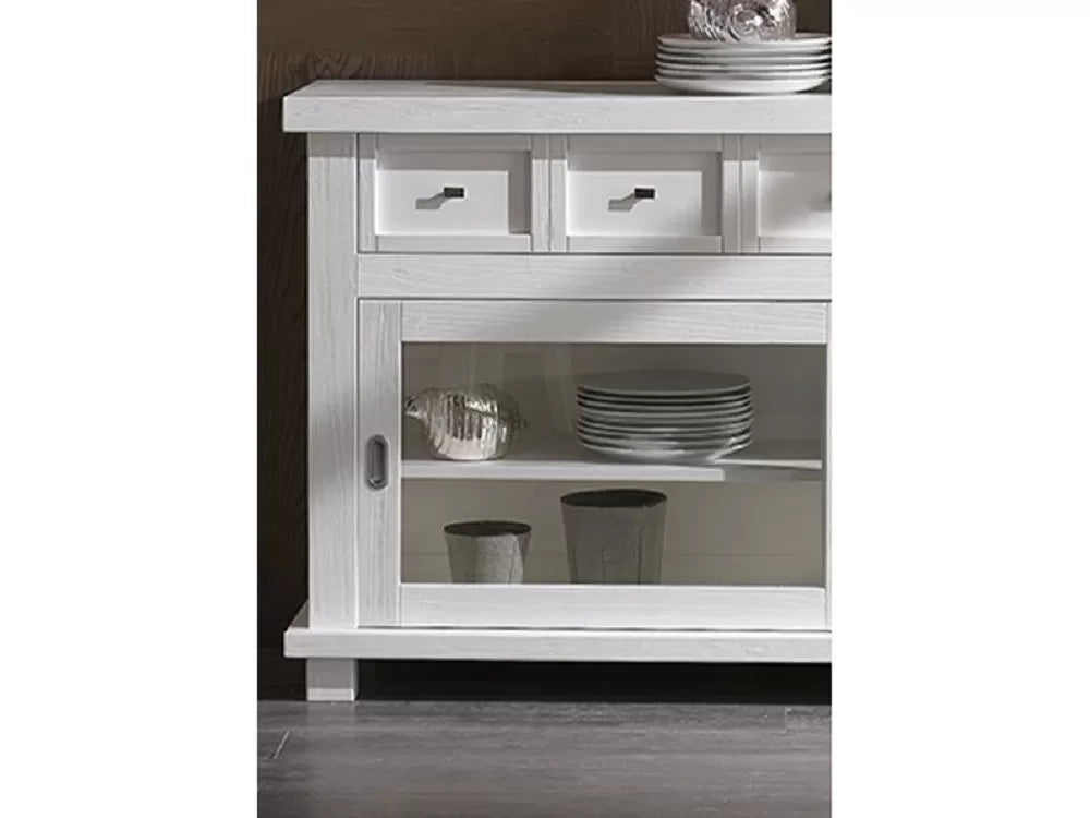 Madia credenza in legno massello 2 ante scorrevoli bianco opaco l.160 p.45 h.86 - Mobili 2G