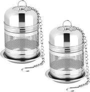 Due pezzi Infusori - infusori per tè - set di setole in acciaio inossidabile per tè in bustina - design steile - contenitore a maglia fine con cernita e catena e coperchio - sacchetti di filtro riciclabili