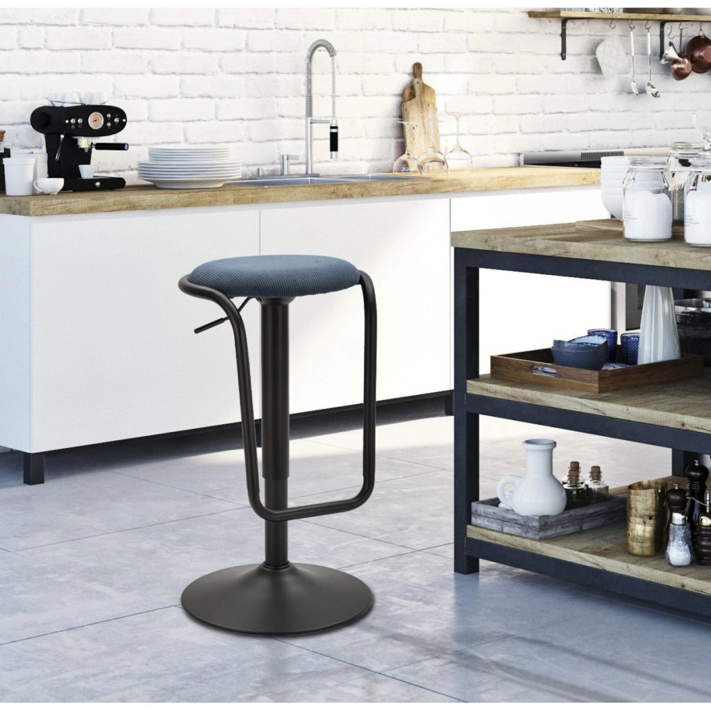 Sgabello Alto VKH449, Blu, Metallo, 41x41x61 cm