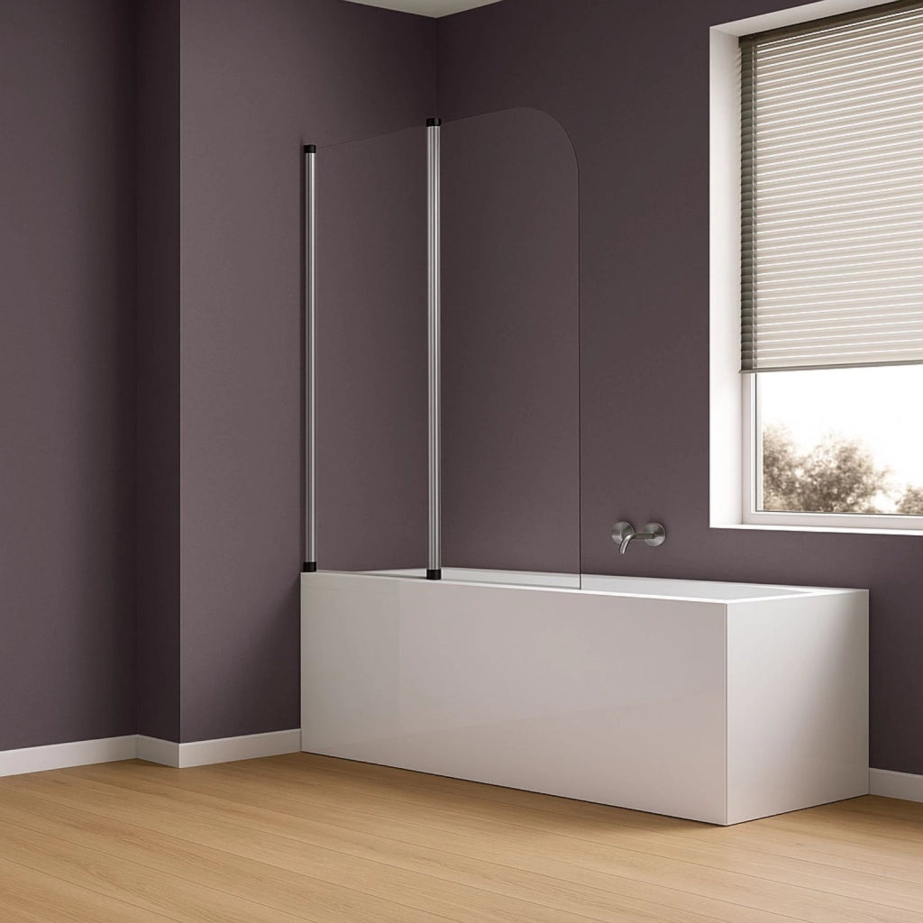 Parete sopra vasca due ante orientabili vetro temperato 4mm 140x120cm cromo lucido *** confezione 1