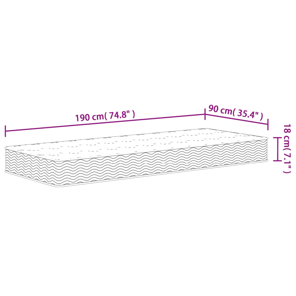 Materasso a Molle-Materasso per letto Bonnel Medio 90x190 cm Single Size 534989