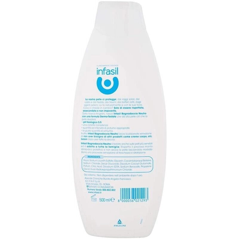 INFASIL BAGNODOCCIA NEUTRO CON FORMULA DERMO TESTATA DA 500 ML