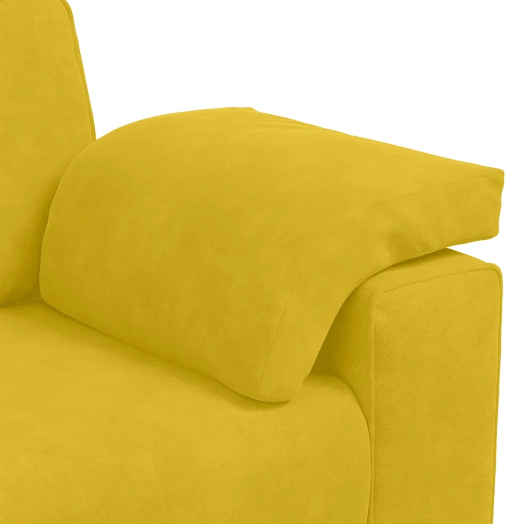 Divano a 3 Posti-Sofa 3 Posti Giallo 178 cm in Velluto
