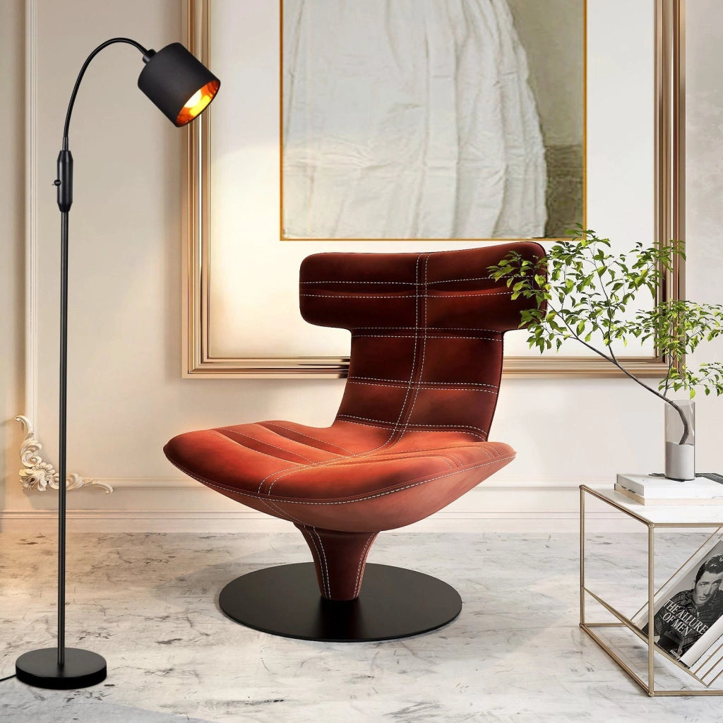 ZMH Lampada da terra nera tessuto arco orientabile 360° E14 interruttore bilanciere vintage senza lampadina