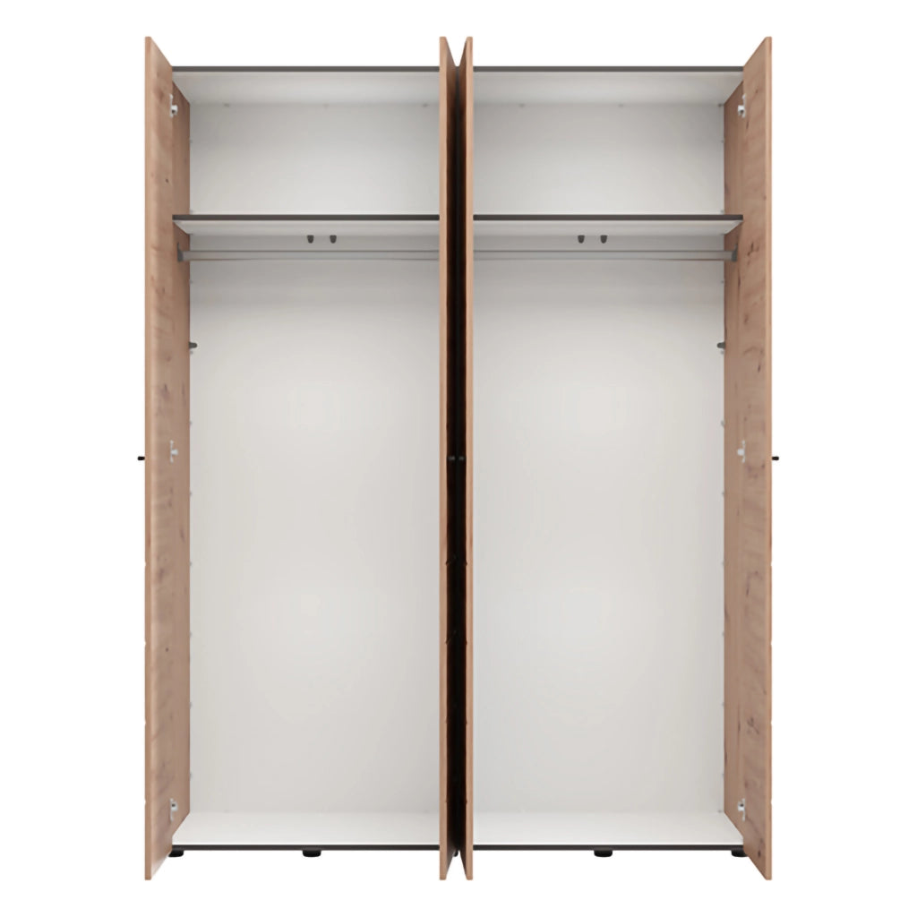 Armadio Camera da Letto Soris, Guardaroba Grande Appendiabiti, 155x208h cm Marrone Rovere Nodi