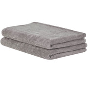 Set di 2 asciugamani in morbido cotone grigio con motivo a spina di pesce stile classico ospiti bagno