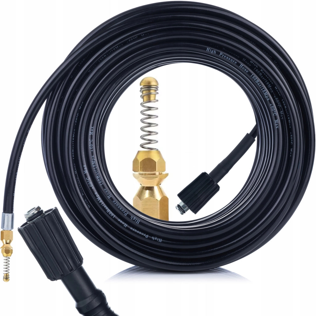 Tubo Alta Pressione 15M – Ugello a Molla in Ottone | Compatibile con Idropulitrice Kärcher K1–K7 | 155bar, 60°C