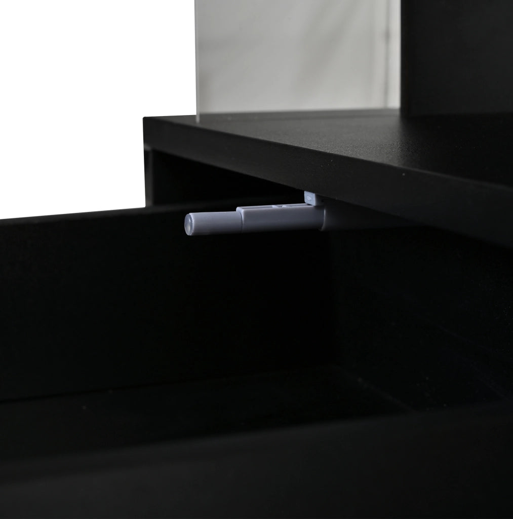 Tavolino da salotto sollevabile con vano nascosto, cassetti e luce LED