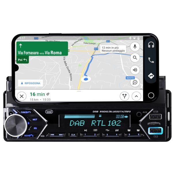 Trevi autoradio dab fm 160w supporto smartphone 7" wireless usb micro sd scd 5753 dab - SCD5753