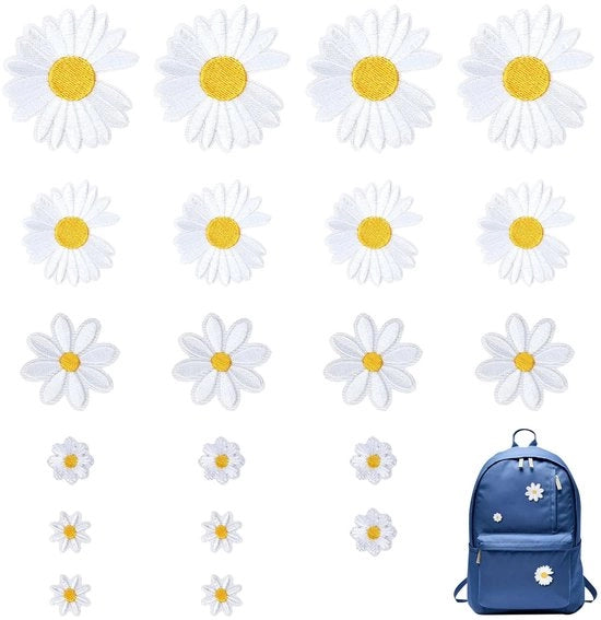 20 applicazioni per stirare per abiti, 20 pezzi, adesivi per bambini, disegno di margherite, fiori, adesivi, abiti, per stirare, per bambine, per cucire