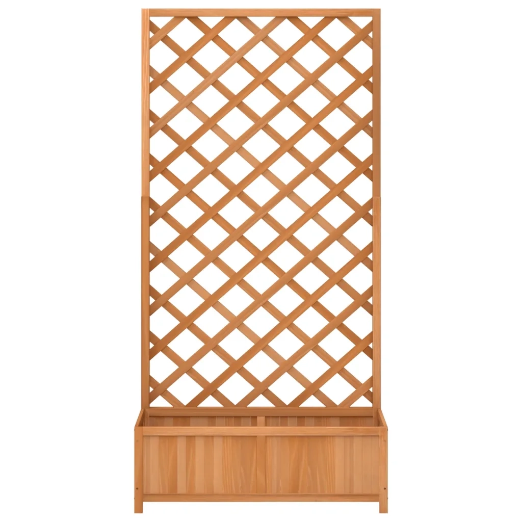 Fioriera con Traliccio Marrone 90x35x180 cm in Massello di Abete 365479