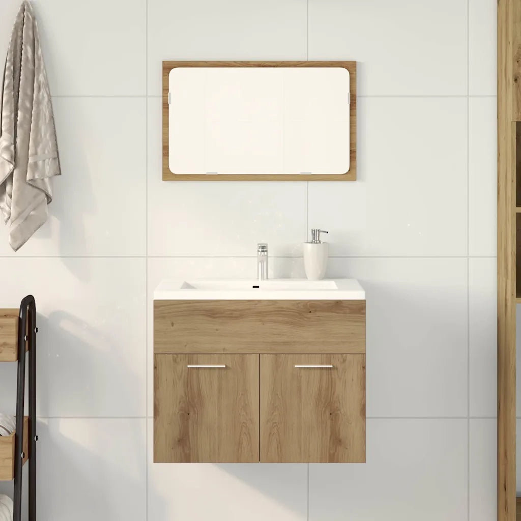 Set Mobili da Bagno | Armadio da bagno 2 pz Rovere Artigianale Legno Multistrato