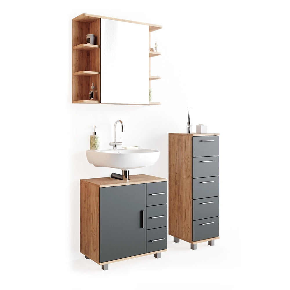 Vicco Set mobili bagno Rovere 3 parti