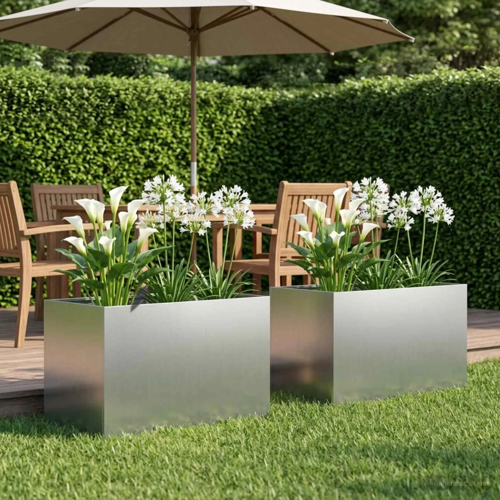 Vaso da giardino 2 pz Argento 50 x 40 x 40 cm Acciaio zincato 8005649