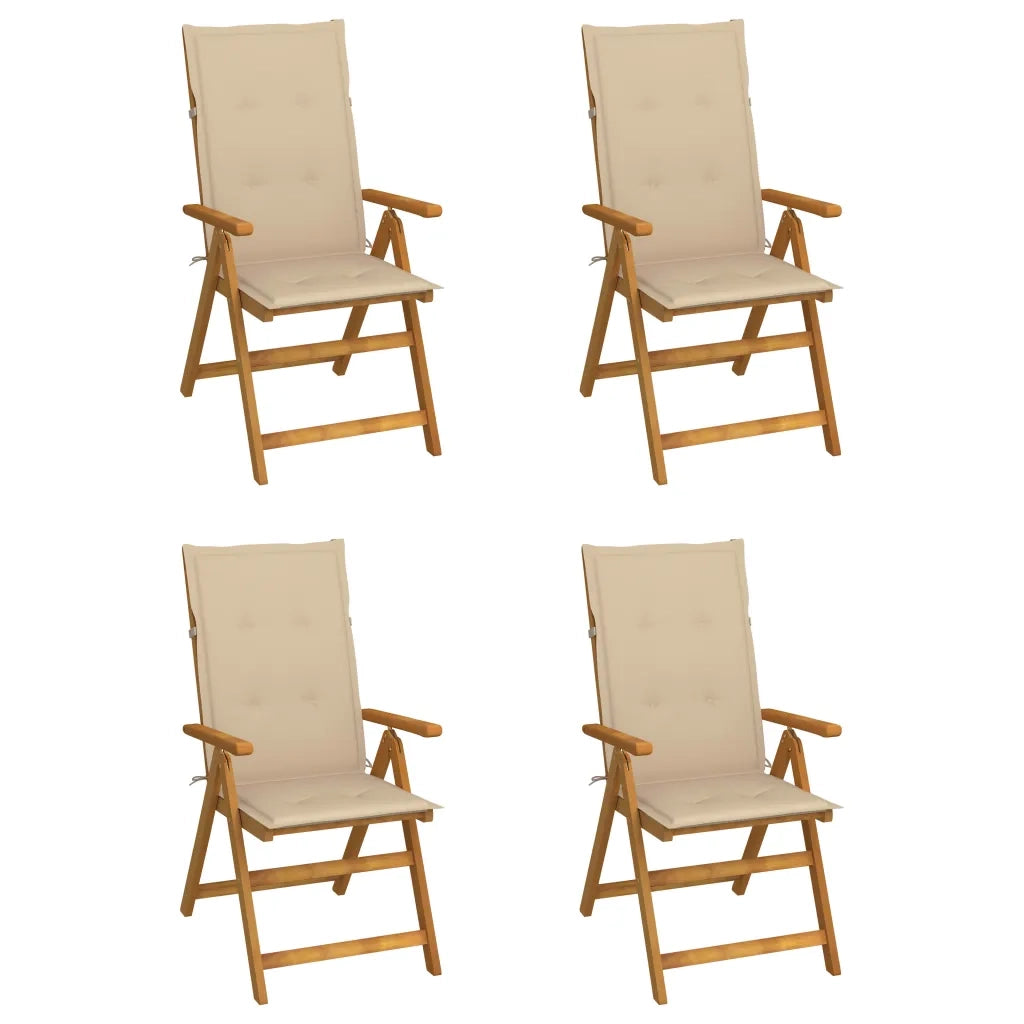 Sedie da Giardino Reclinabili 4 pz con Cuscini Massello Acacia cod mxl 7727