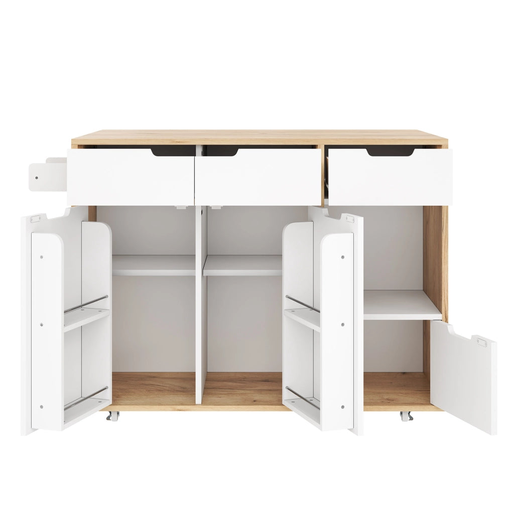 Carrello Servitore con Cassetti e Ante ¨C MINIMAL ¨C Legno, Moderno