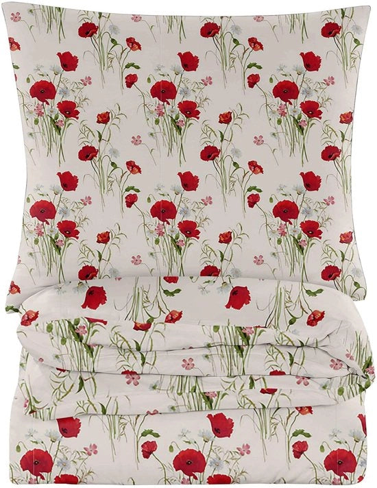 Set di letto 3 pezzi - 155 x 200 cm - Coperta di letto in cotone - 155 x 200 cm - 2 cuscini 70 x 80 cm - Bianco con fiori a raffreddamento