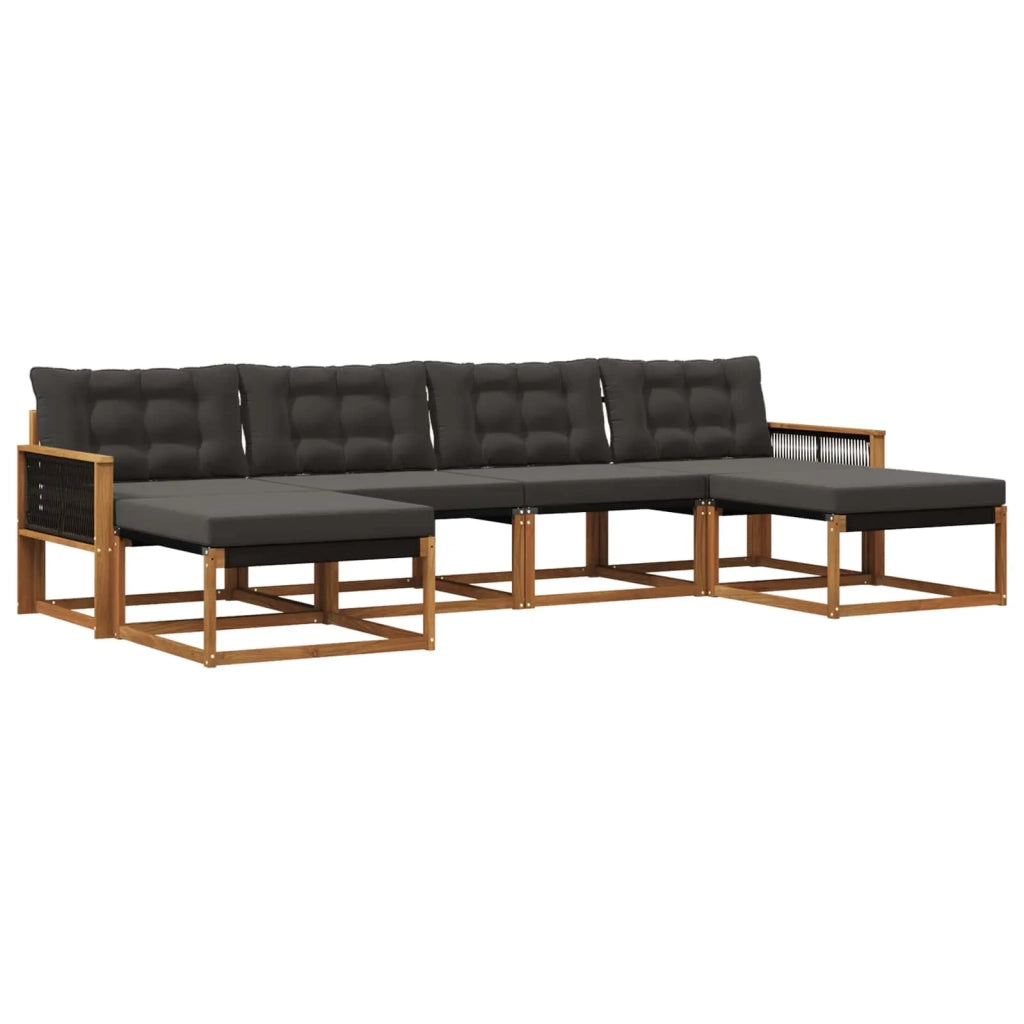 Set di divani da esterno 6 pz Naturale e Nero 3381600