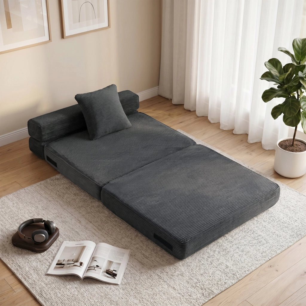 Poltrona letto reclinabile ¨C Minimal ¨C Grigio scuro con cuscini