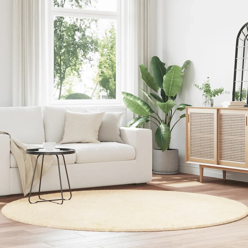 Tappeto del soggiorno | Tappeto Shaggy a Pelo Lungo NAVARRA Crema 200x200 cm poliestere
