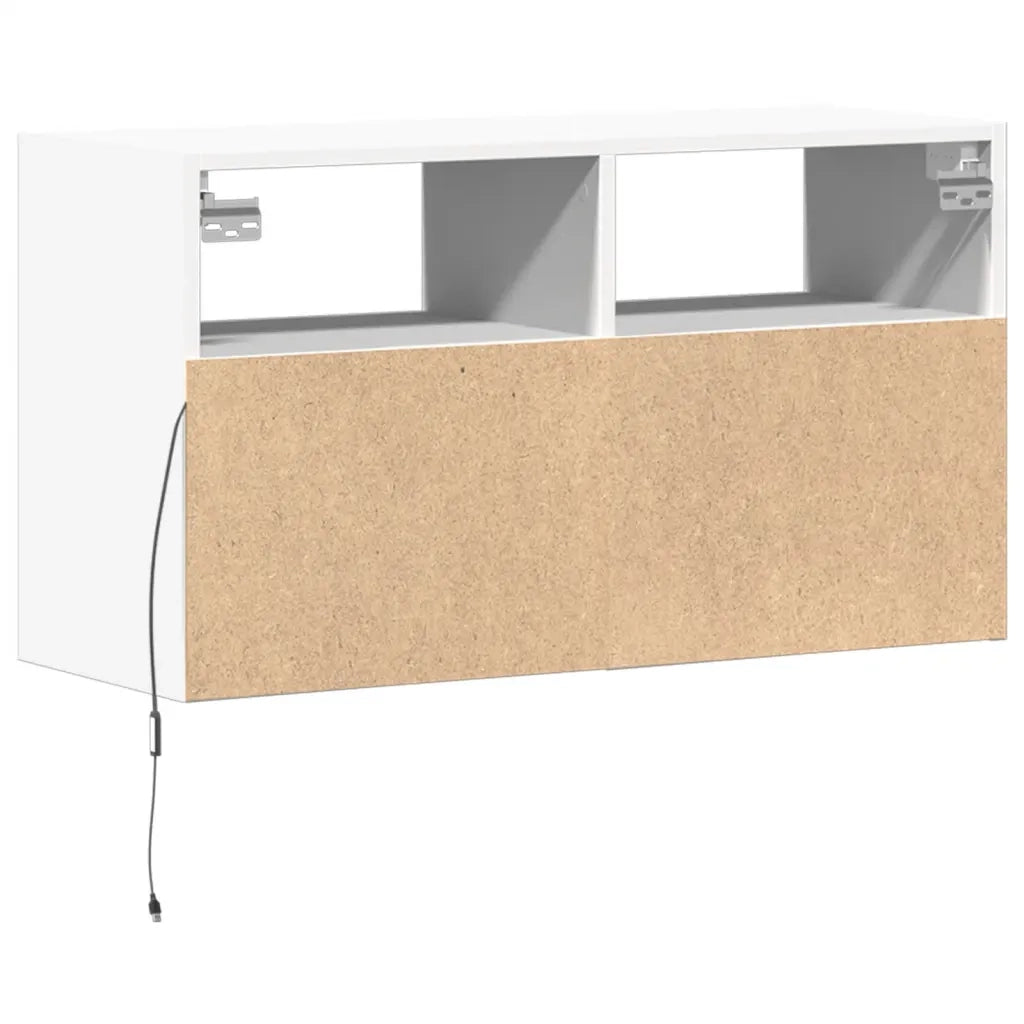 Mobile TV a Parete con Luci LED-Mobile TV a Muro Bianco 80x31x45 cm 415300