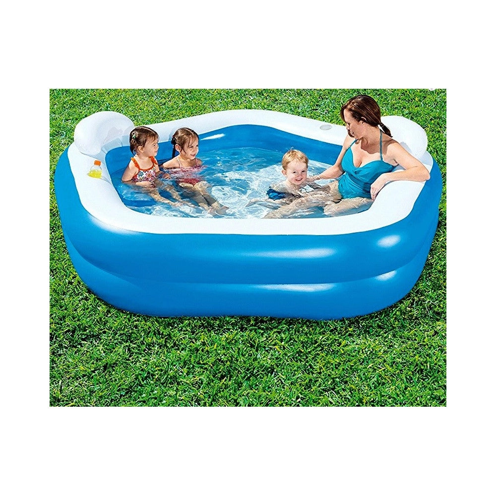 Trade Shop - Piscina Gonfiabile Fuoriterra 213 X 207 X 69 Cm Con Portabicchieri Cuscini -