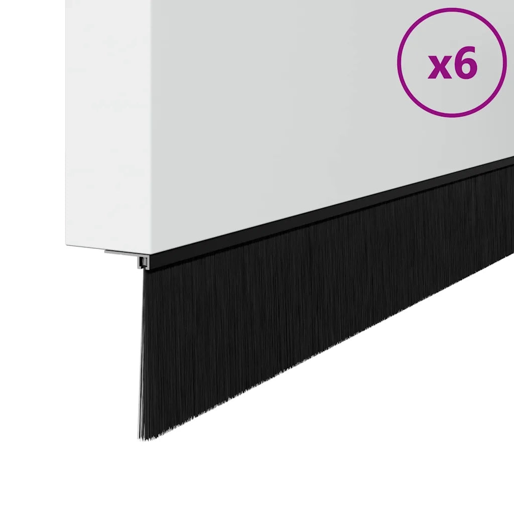 Spazzole per porte a vite 6 pz Nero 100 cm Lega di alluminio CFW7879350
