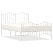 Letto matrimoniale | Letto per adulti | Giroletto con Testiera e Pediera Metallo Bianco 120x190 cm
