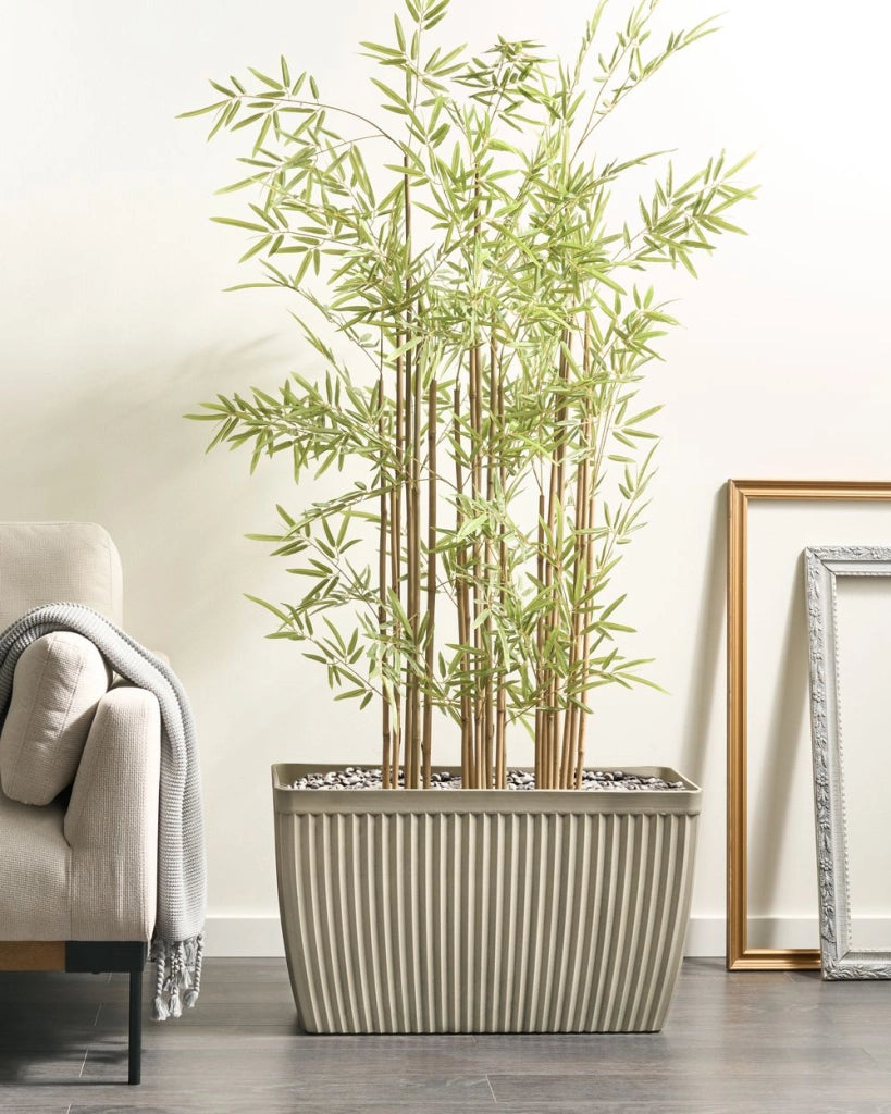 Vaso da fiori rettangolare in poliresina beige 73 x 32 cm stile interno ed esterno