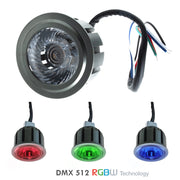 Faretto LED lampada SPOT RGB 6W 24V sincronizzabile dimmerabile DMX512 luce colorata cromoterapia 50mm 5 fili RGB+4000K