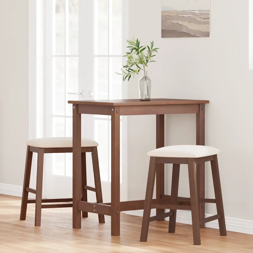 Sedie da Bar con Cuscini 2pz Marrone Legno Massello di Hevea 4102576