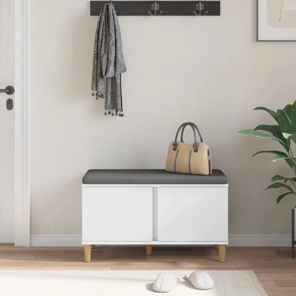 Panca per ingresso con cuscino con porta Bianco 80 x 38 x 46 cm