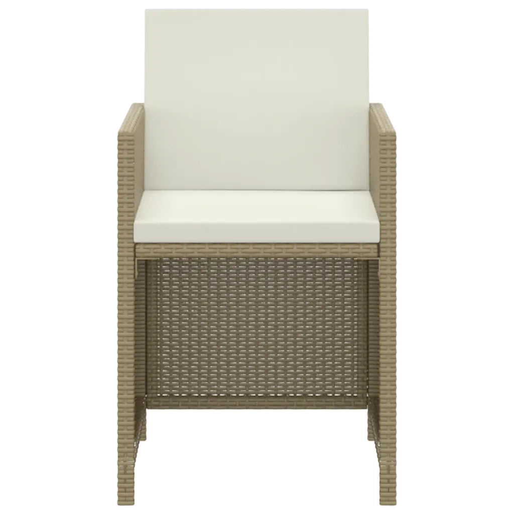 Set da Pranzo da Giardino 3 pz | Set Salotto da Giardino con Cuscini in Polyrattan Beige