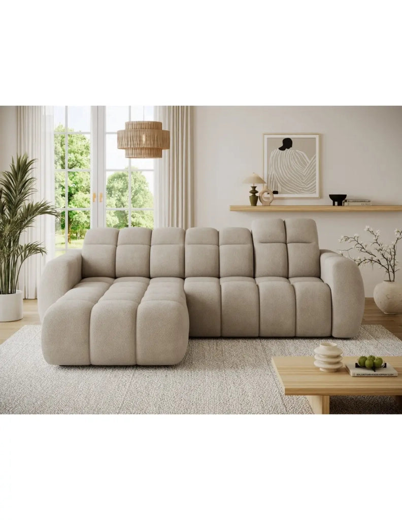 Divano ad angolo elettrico FANOTI 3 posti beige – angolo sinistro – versione 2