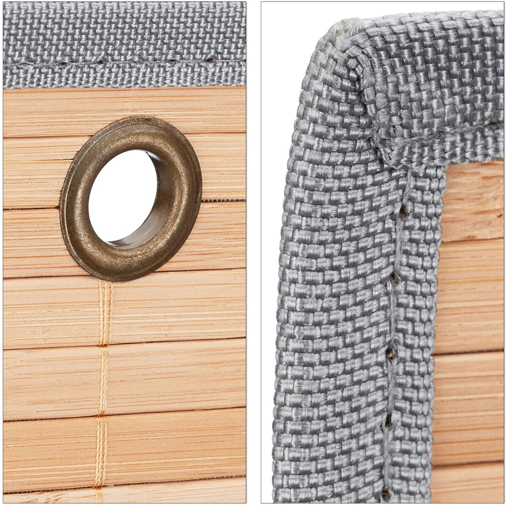 Mobiletto portaoggetti da parete e porta accessori da bagno in bambù e grigio 13_0001731