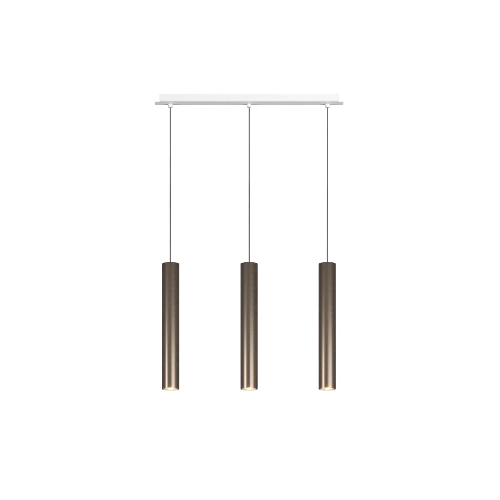 Lampadario Industrial-Minimal Xeana Metallo Bianco Bronzo 3 Luci Gu10
