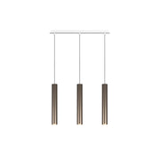 Lampadario Industrial-Minimal Xeana Metallo Bianco Bronzo 3 Luci Gu10