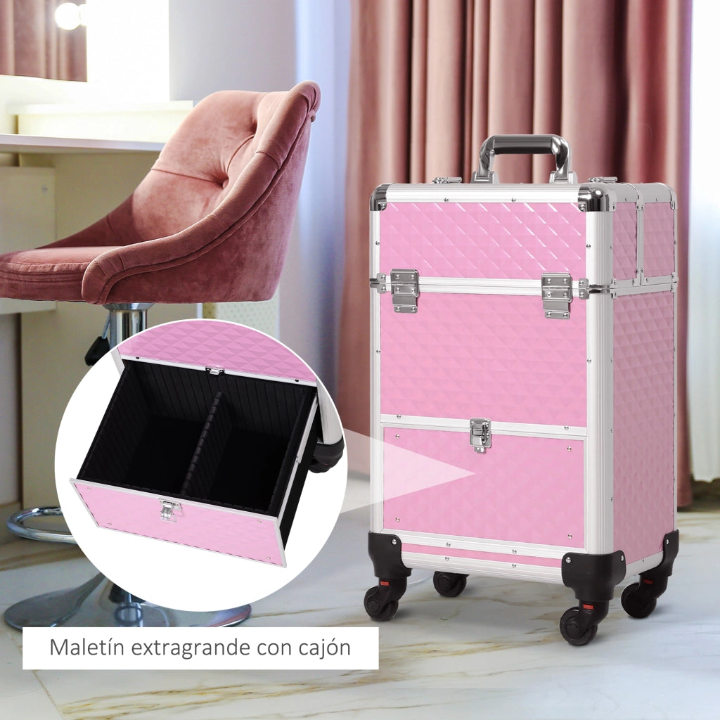 Valigia Trucco Professionale ¨C Zephmum ¨C Rosa 34x25x62 cm