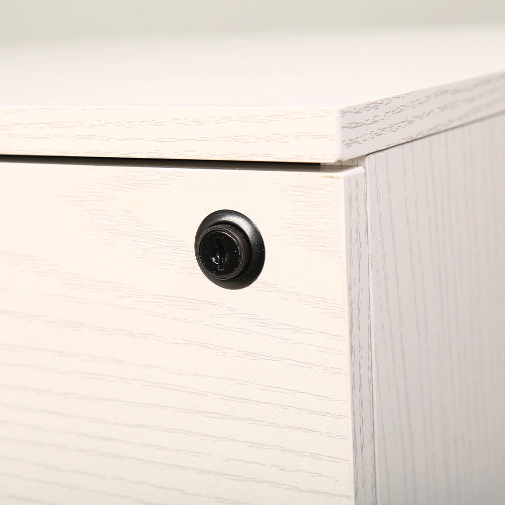 Cassettiera Schedario da Ufficio in legno Bianco 2 Cassetti con Serratura 40x45x55cm