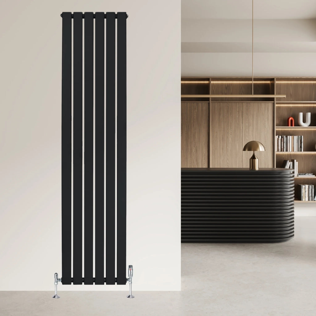 Radiatore Verticale Design Piatto Colonna Singola Nero 1800x420 mm